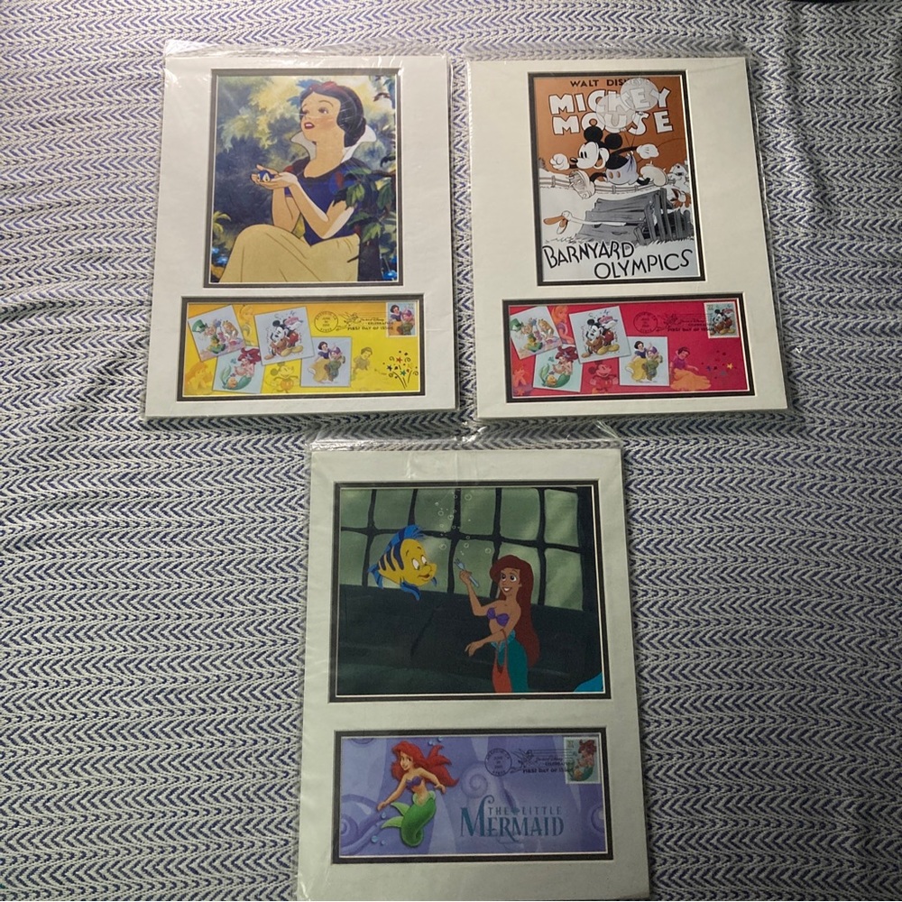 LOT OF 3 Disney Snow White/The Little Mermaid/Mickey Mouse Photo/Prints USPS #2